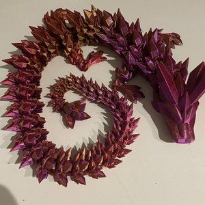 Articulated Crystal Dragon Large 24 Inch Pink Gold Color. Fidget Stress…